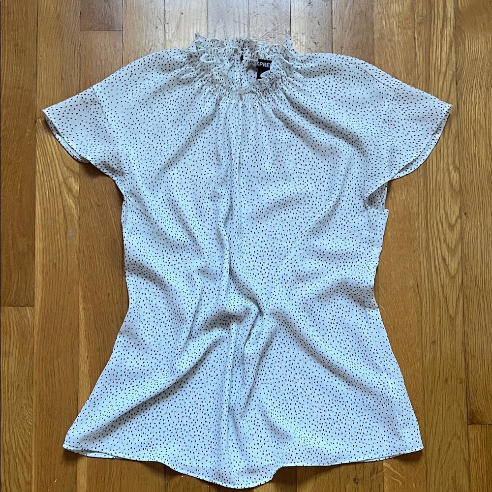 Express White and Black Dotted Blouse